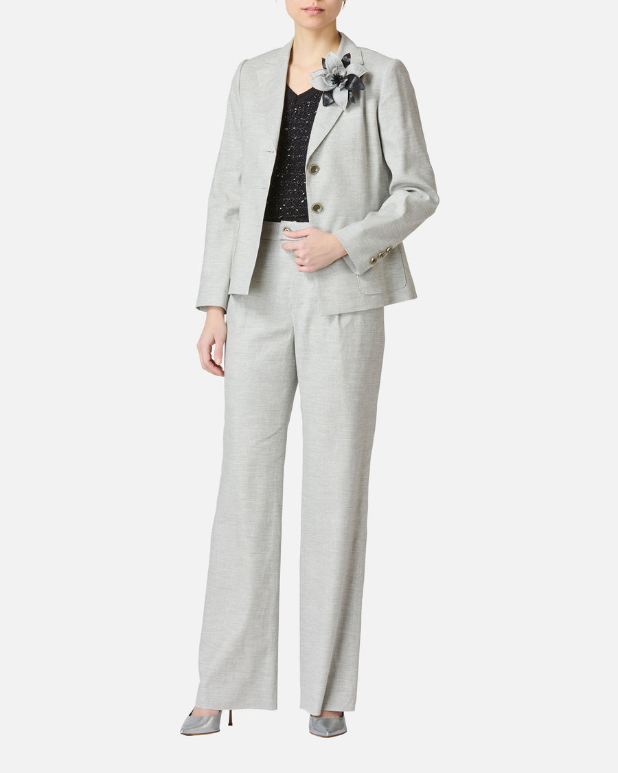Stretch linen tuck pants
