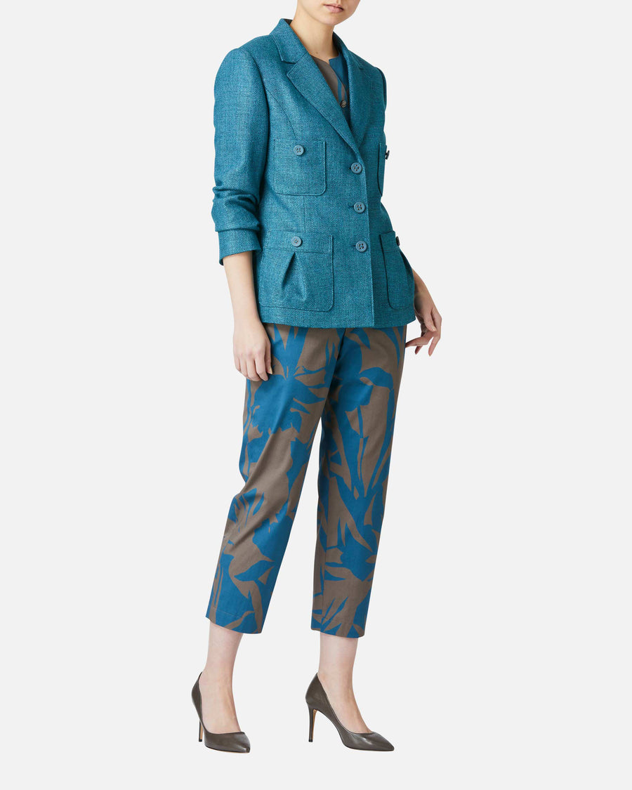 Botanical print cropped pants