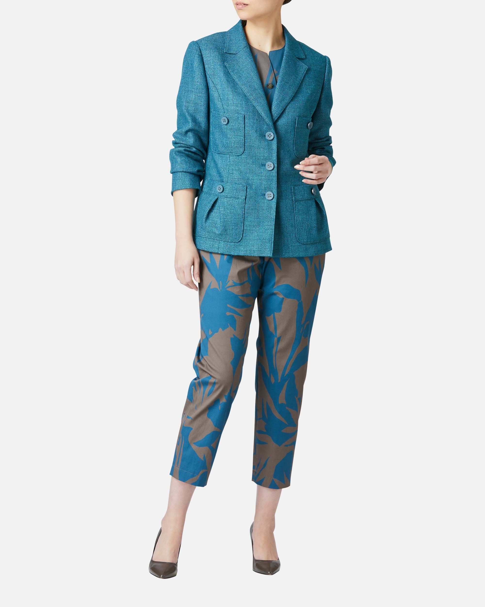 Botanical print cropped pants
