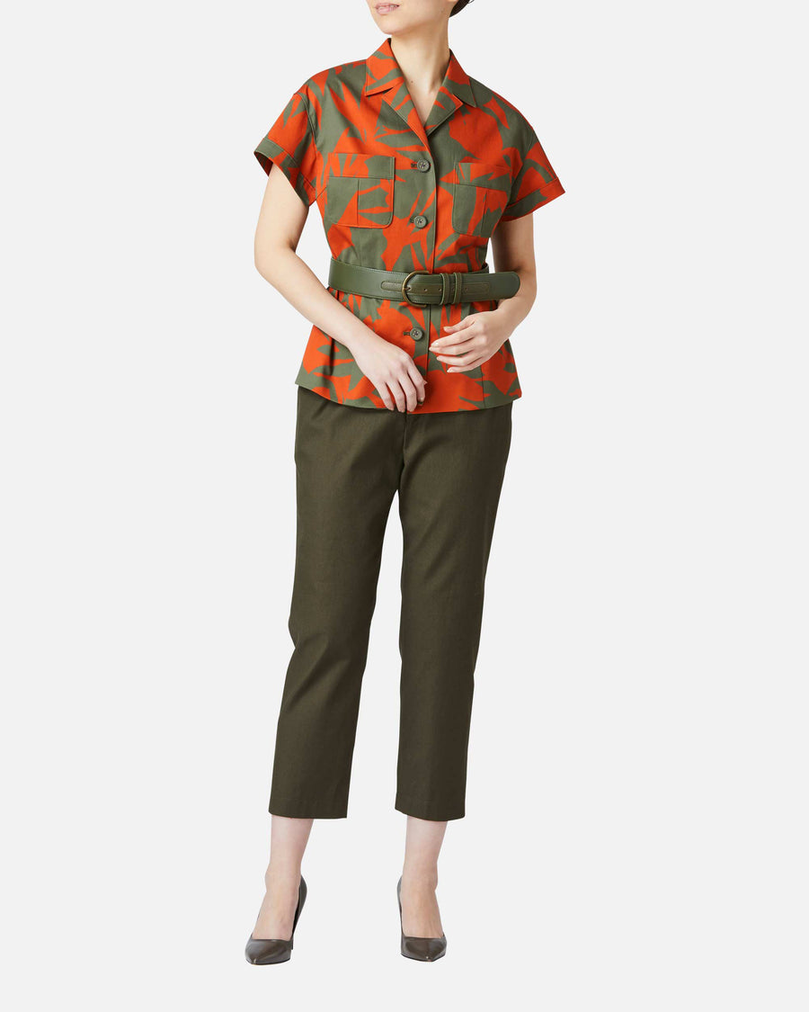 Cotton canvas straight pants
