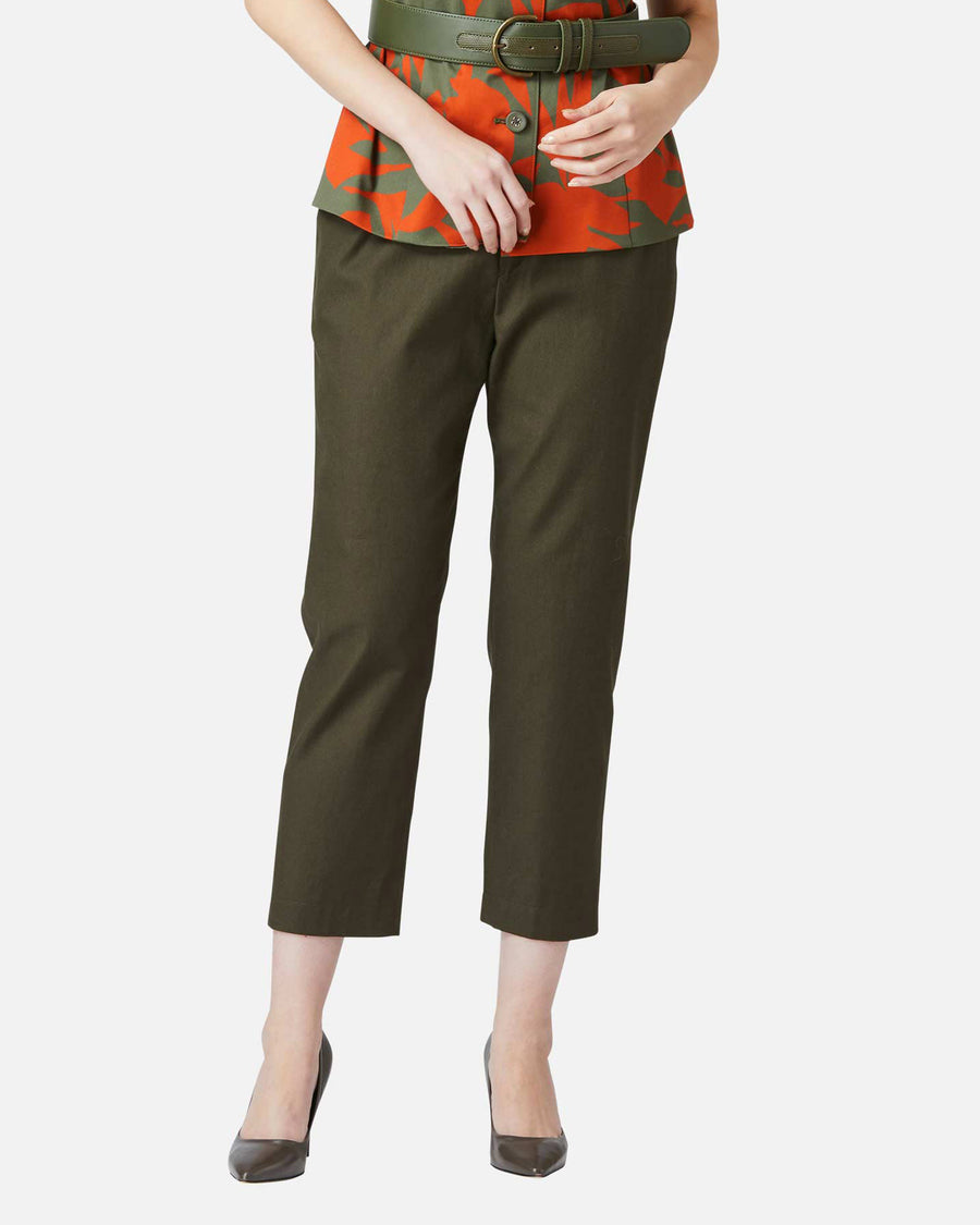 Cotton canvas straight pants
