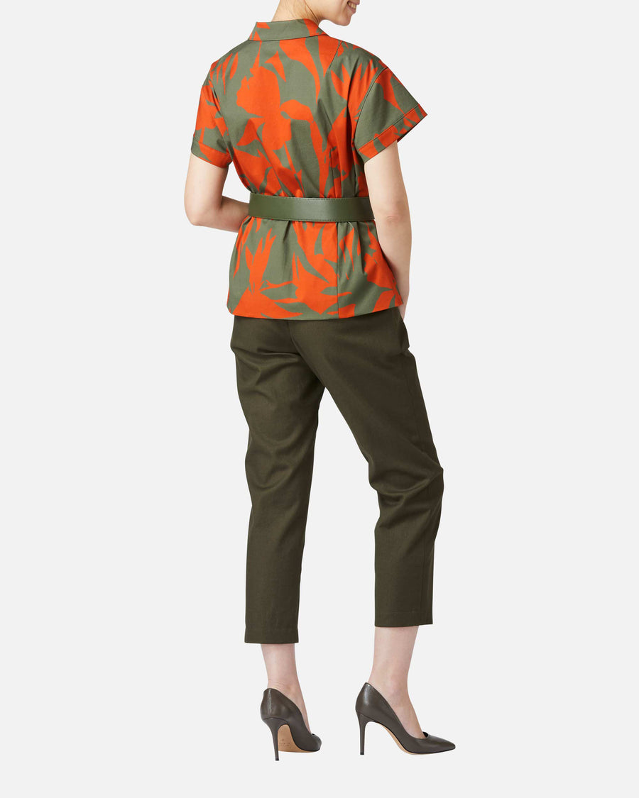 Cotton canvas straight pants