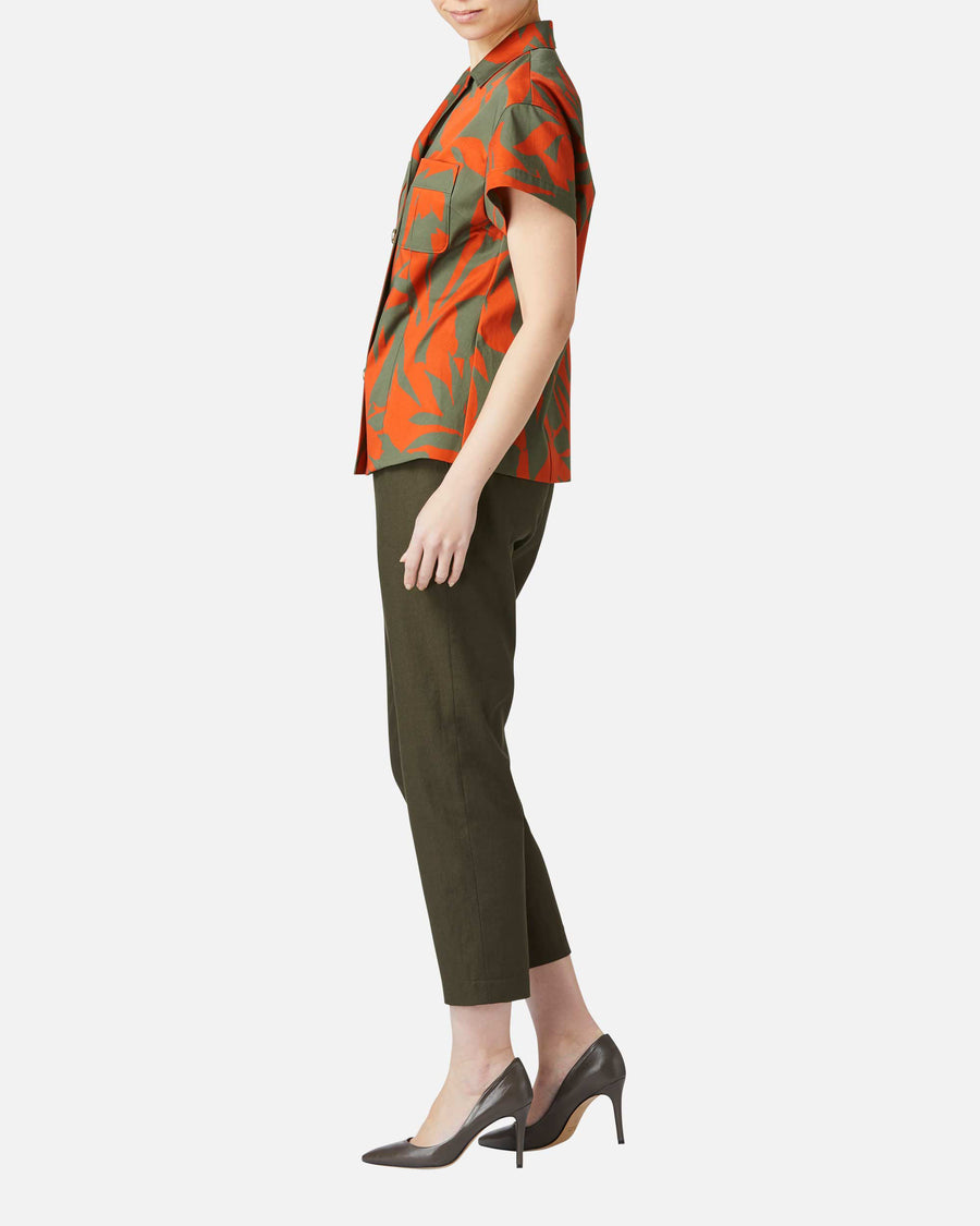 Cotton canvas straight pants
