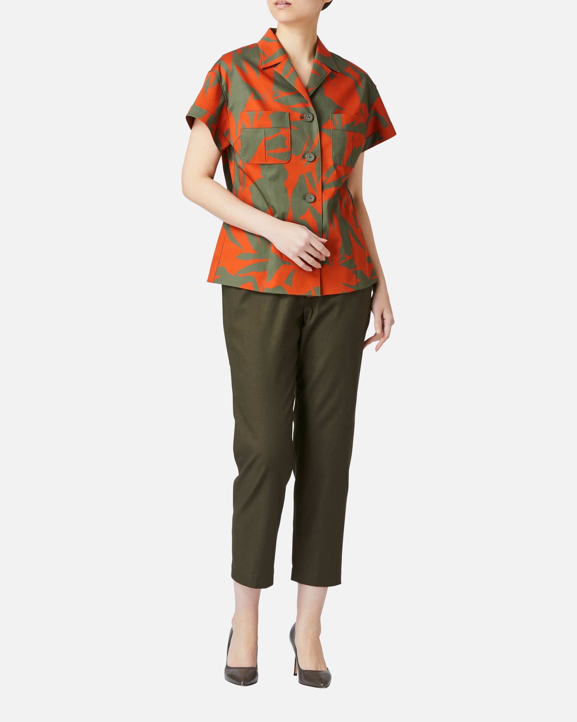 Cotton canvas straight pants
