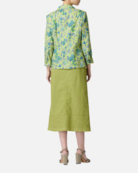 Colored denim semi-long skirt