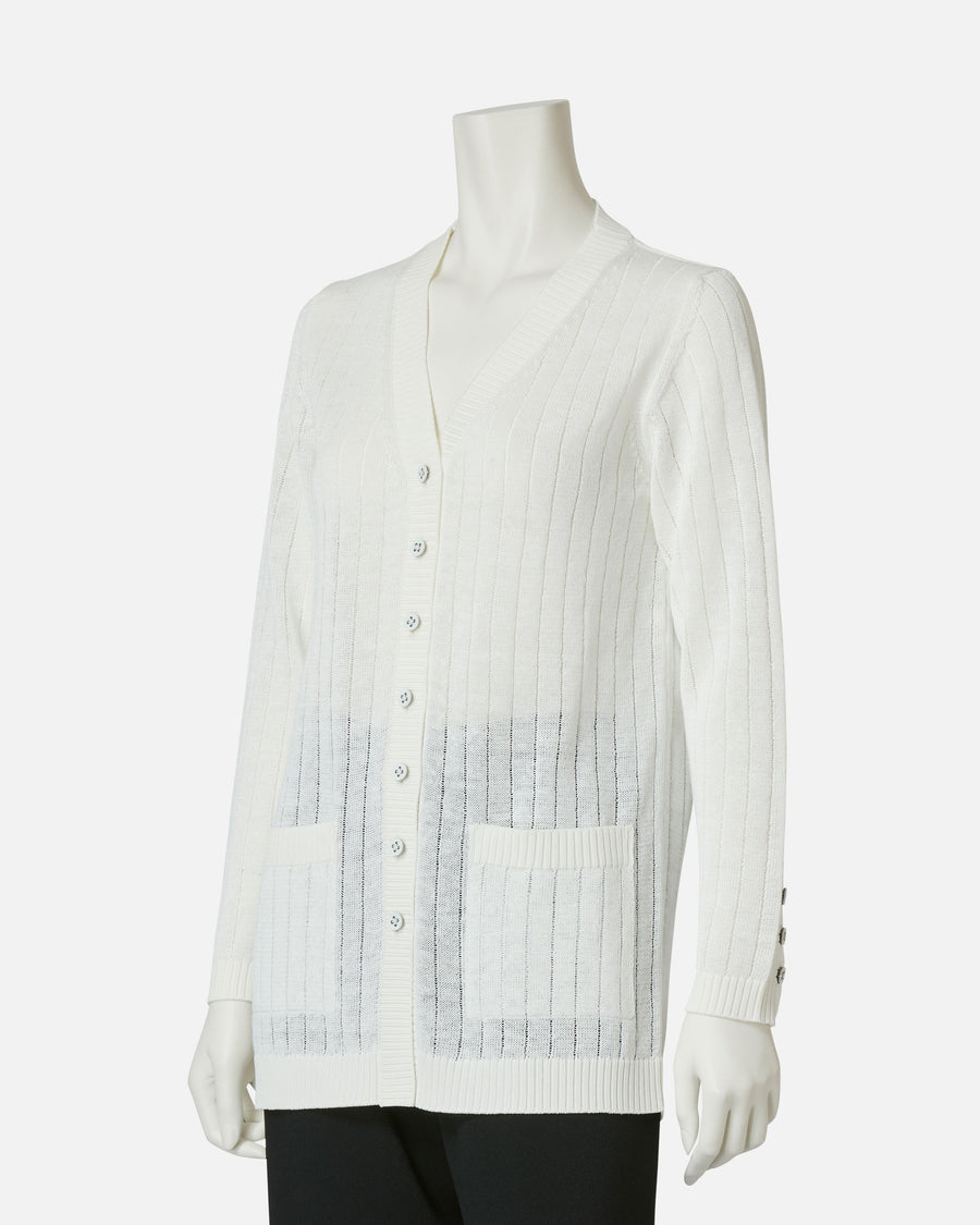 Linen polyester long cardigan