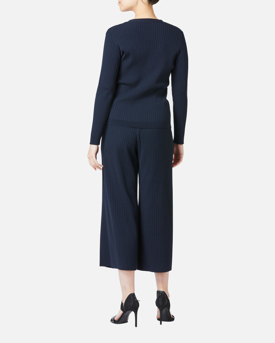 Semi-wide knit pants