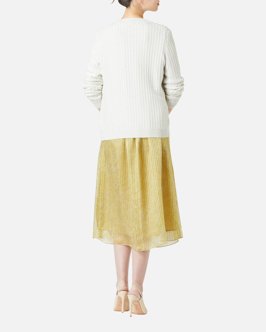Belted silk chiffon satin jacquard dress