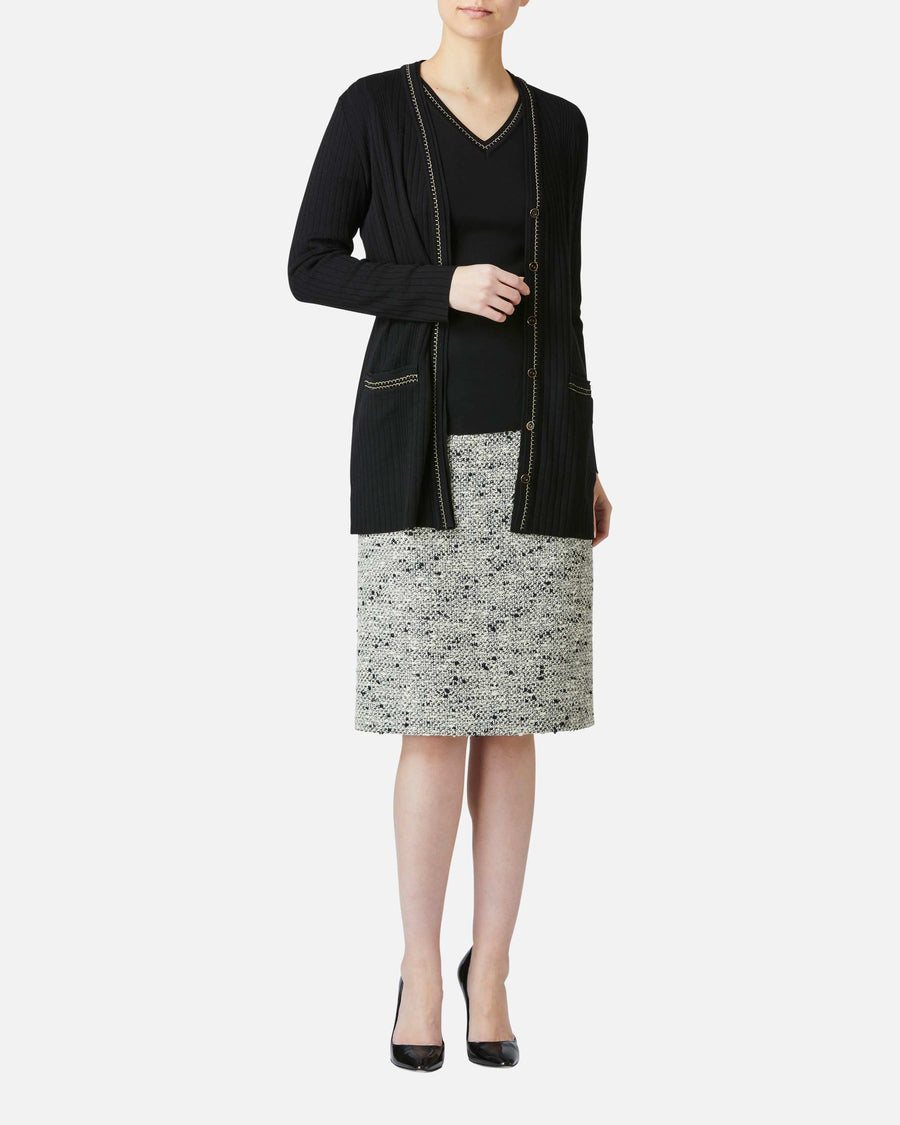 Wool cotton summer tweed tight skirt