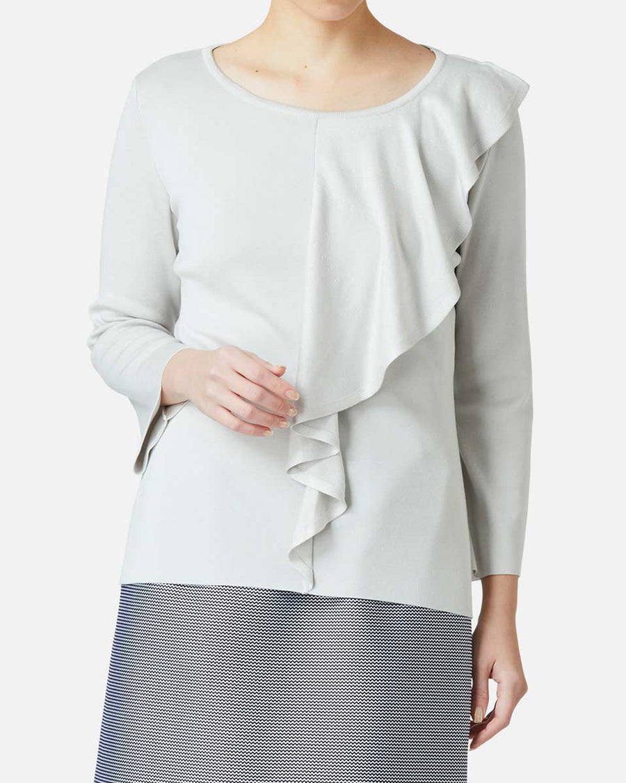 Silk frill knit pullover