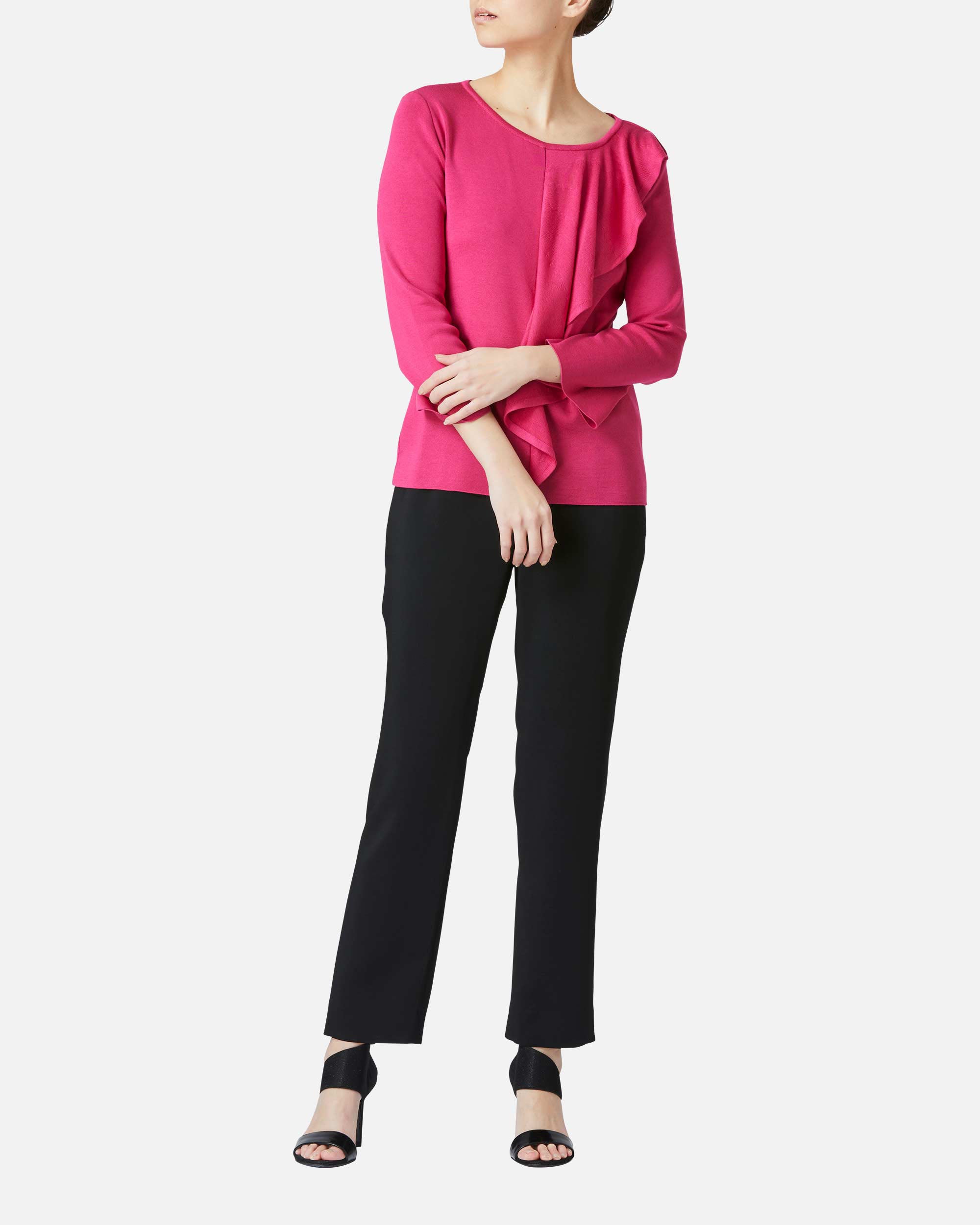 Stretch crepe tapered pants