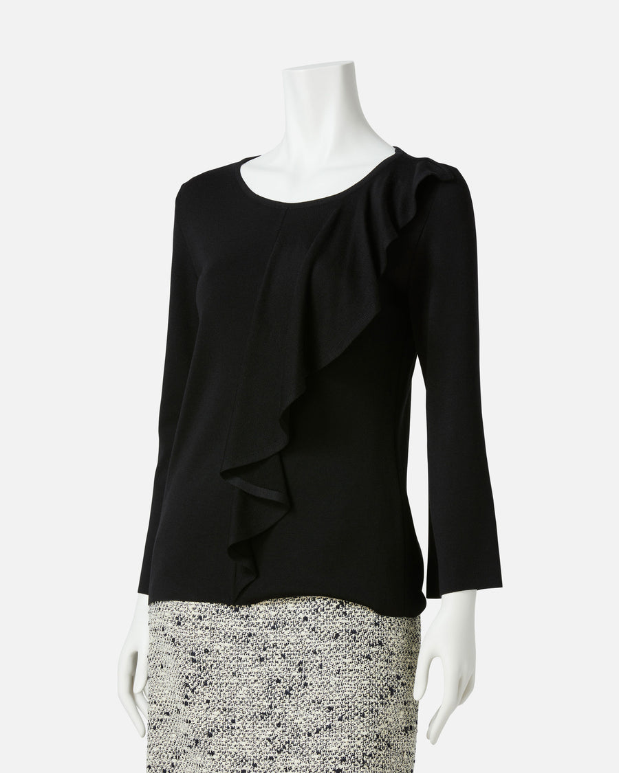 Silk frill knit pullover