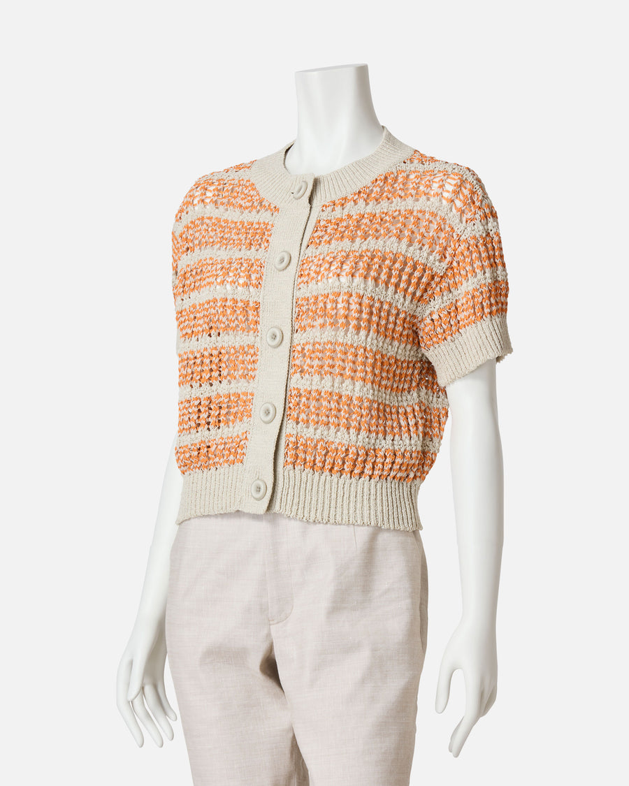 Striped short cardigan