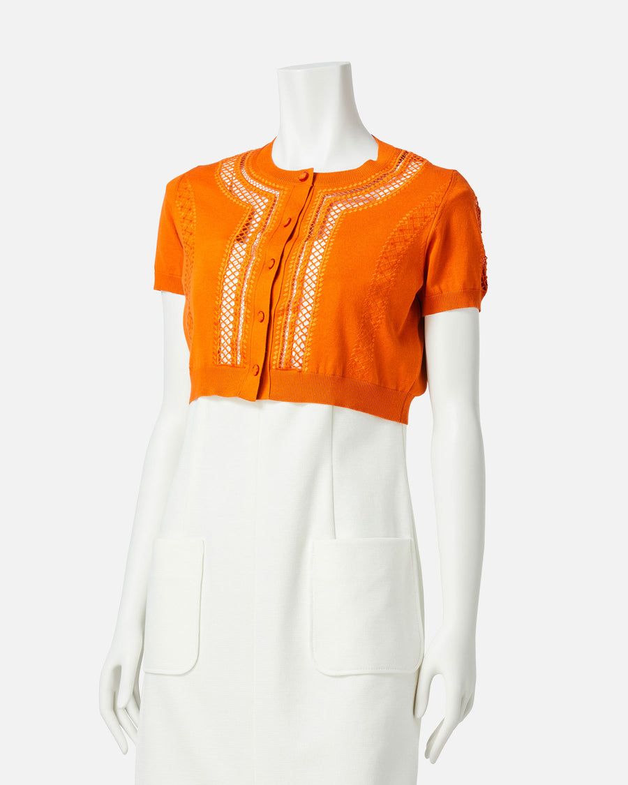 Embroidered stitch bolero cardigan