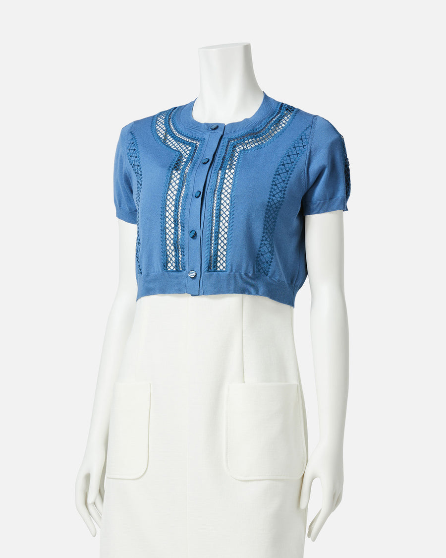 Embroidered stitch bolero cardigan