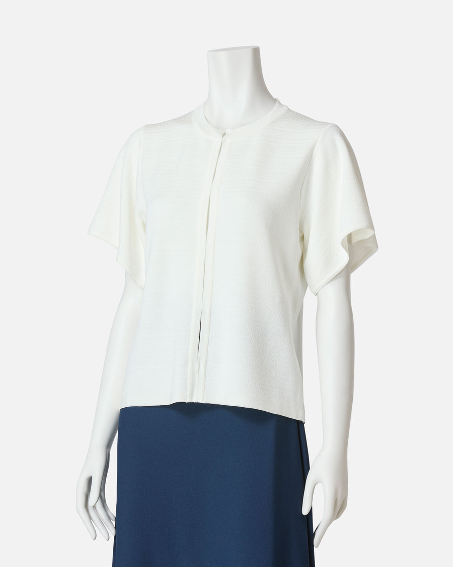 Frill sleeve knit pullover