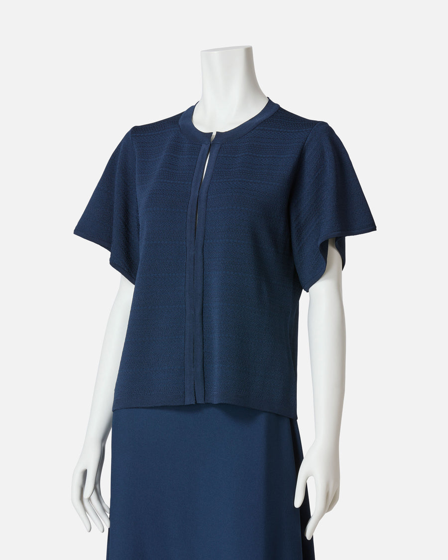 Frill sleeve knit pullover