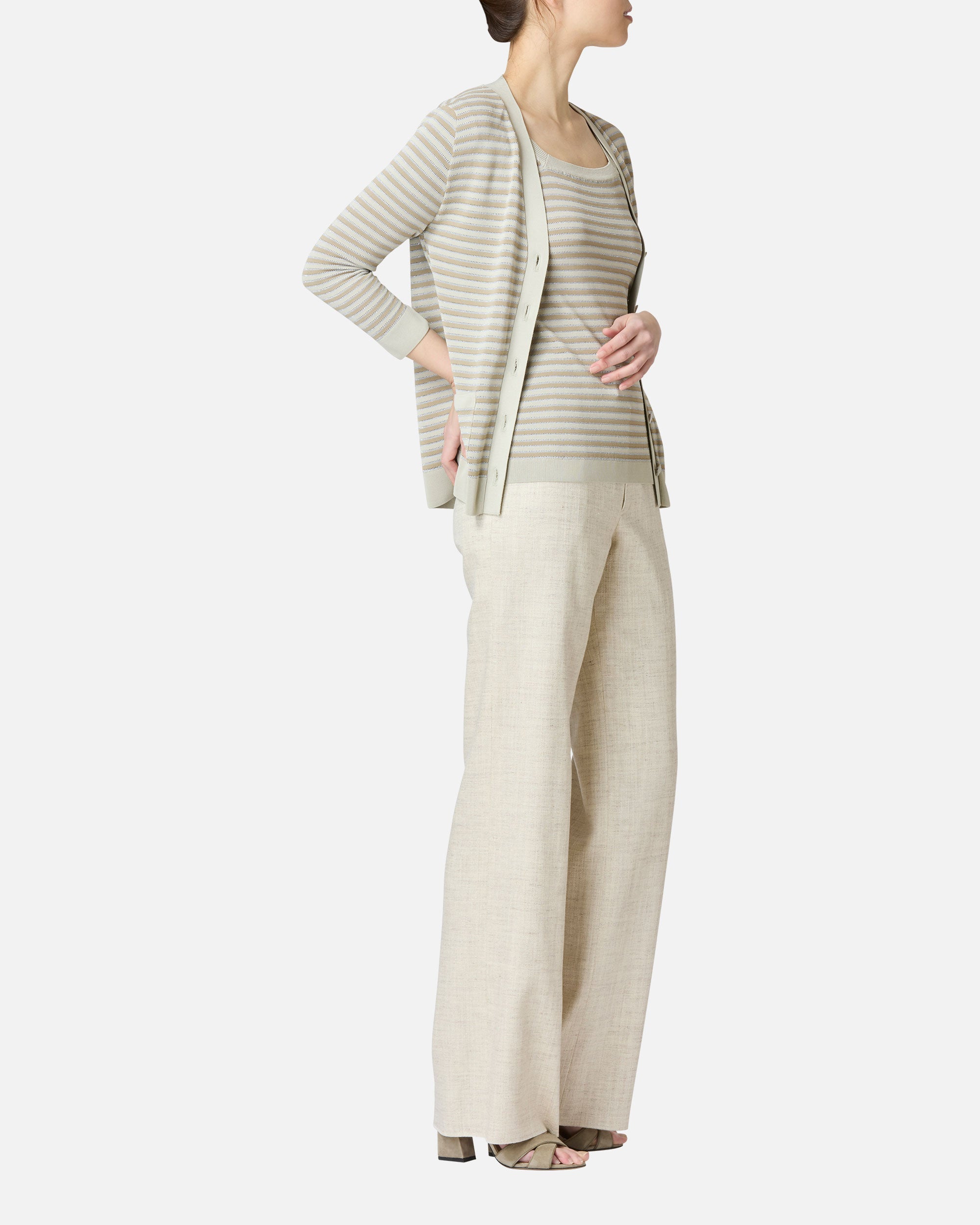 Striped knit cardigan with glitter