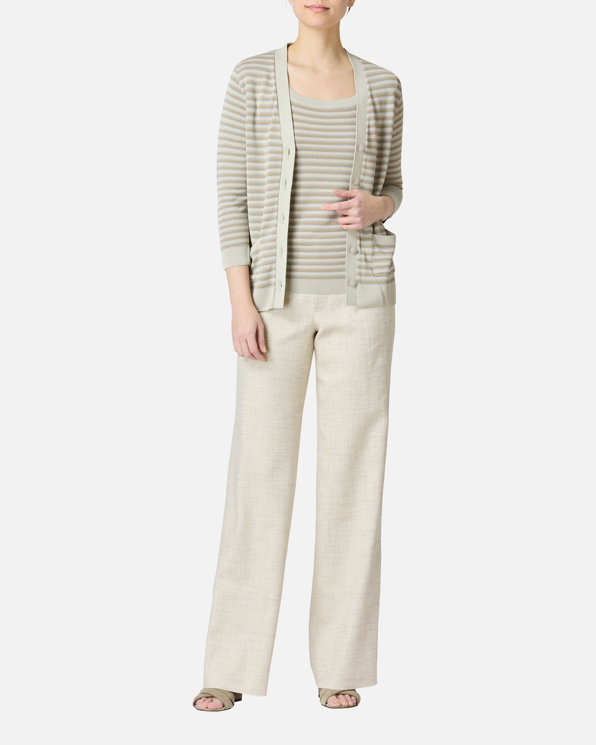 Striped knit cardigan with glitter