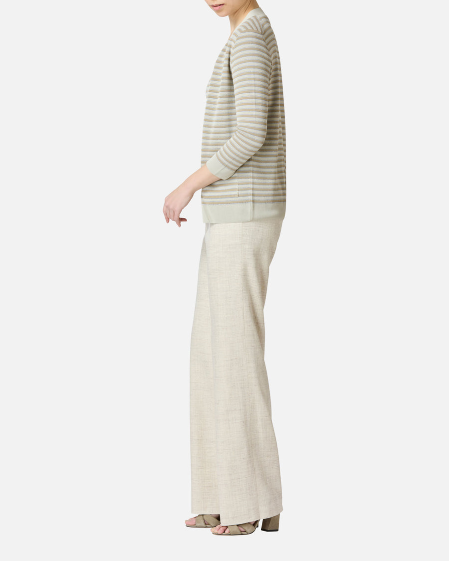 Striped knit cardigan with glitter