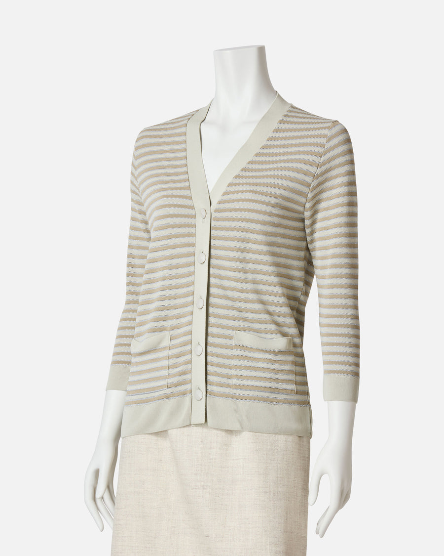 Striped knit cardigan with glitter