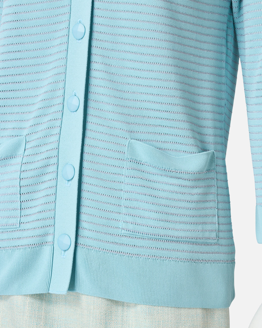 Striped knit cardigan with glitter