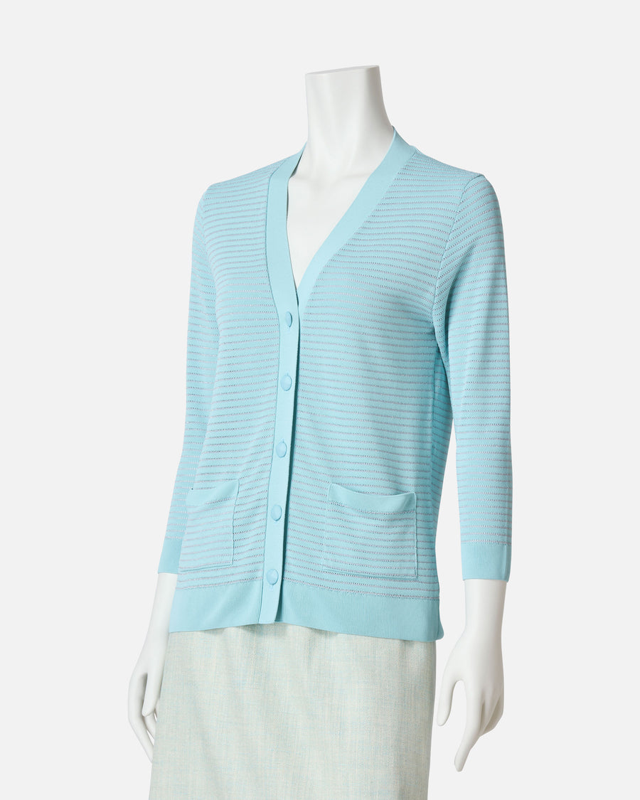 Striped knit cardigan with glitter