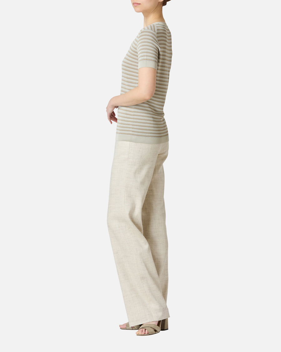 Striped knit pullover with glitter