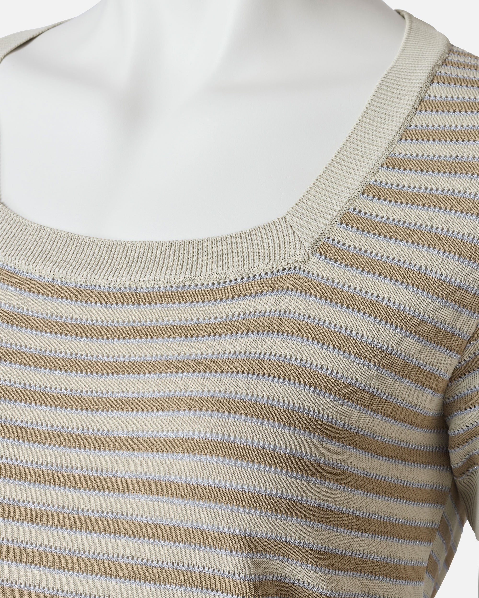 Striped knit pullover with glitter