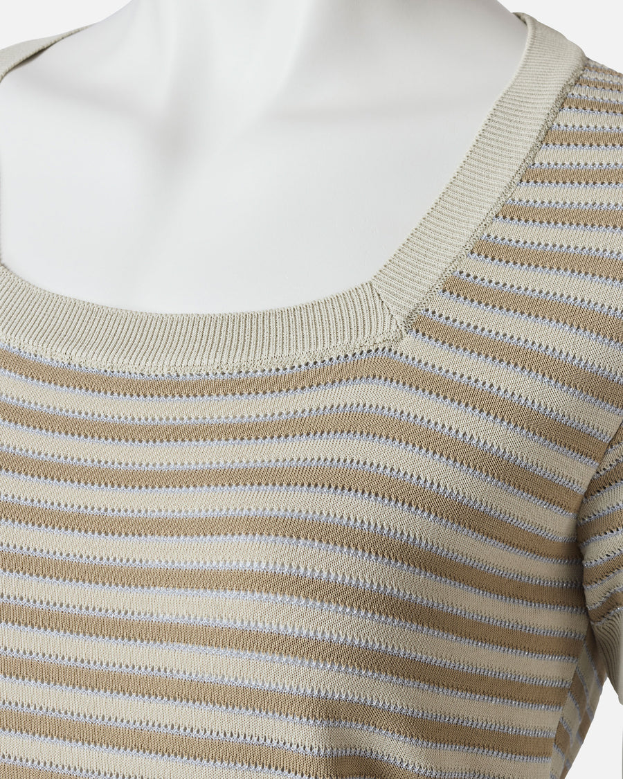 Striped knit pullover with glitter