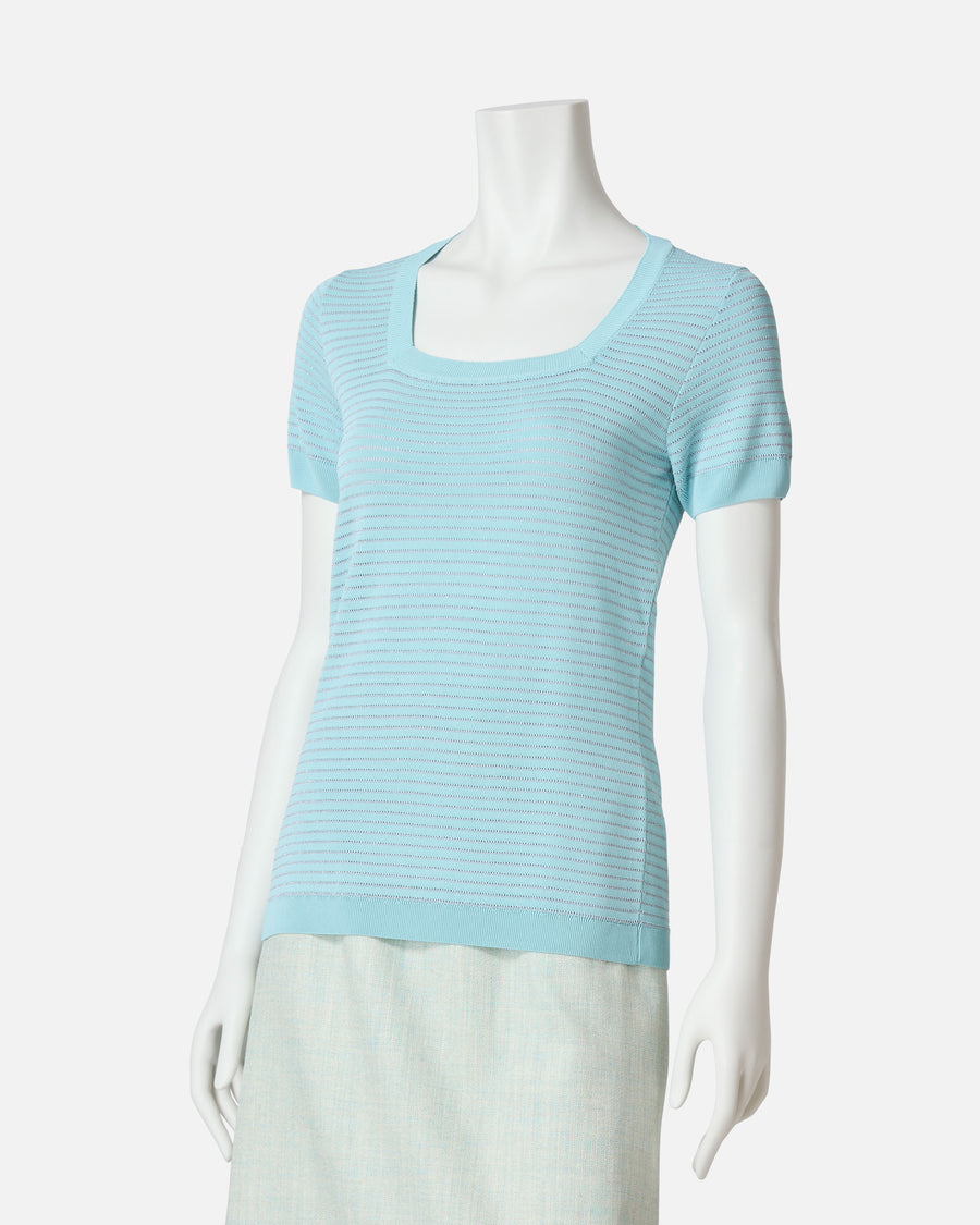 Striped knit pullover with glitter