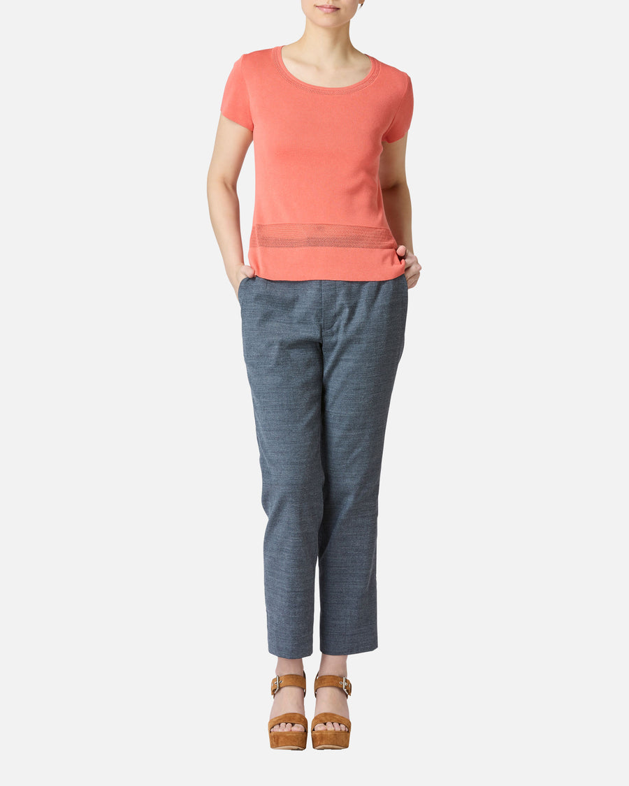 Silk linen mesh pullover