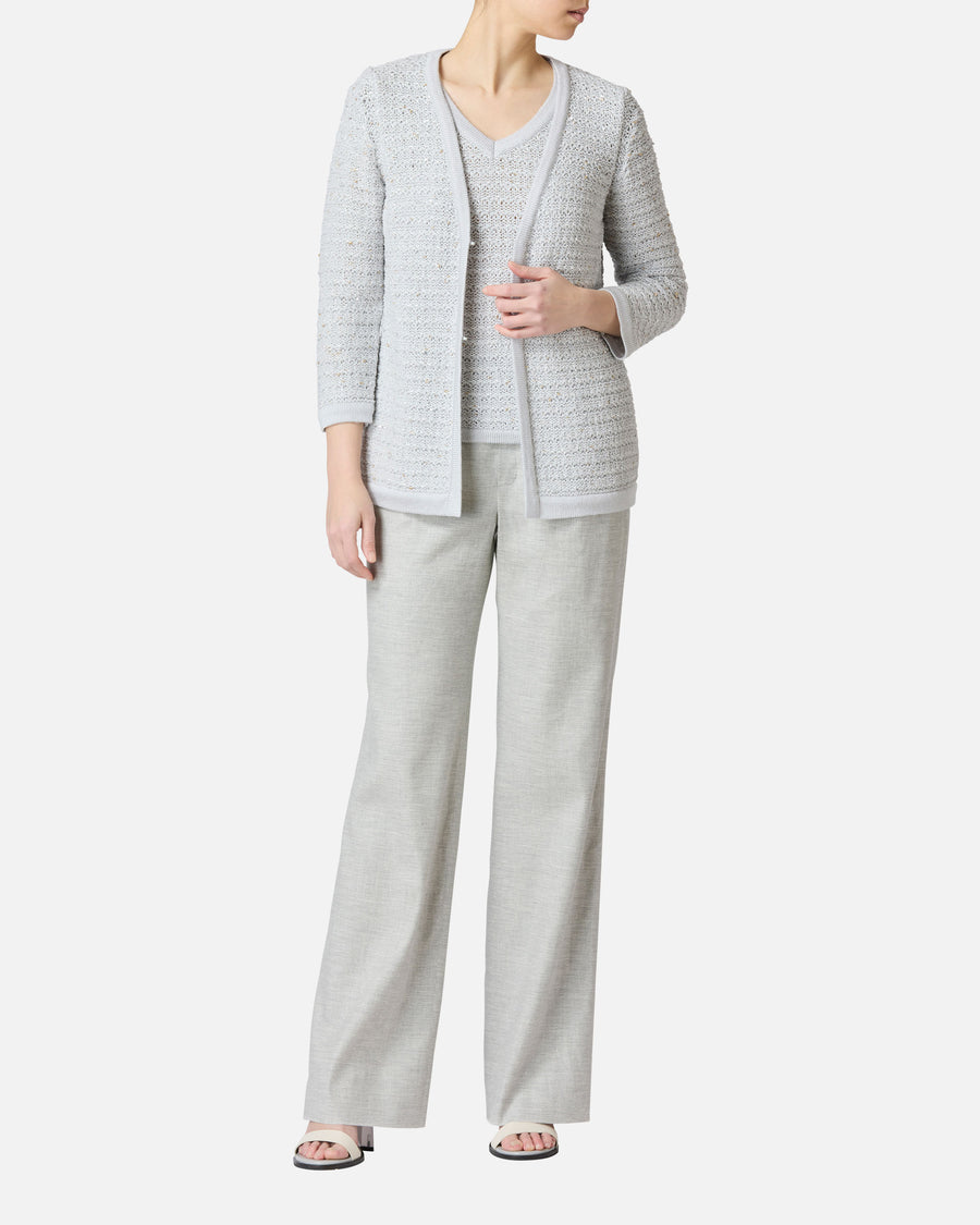 Stretch linen tuck pants