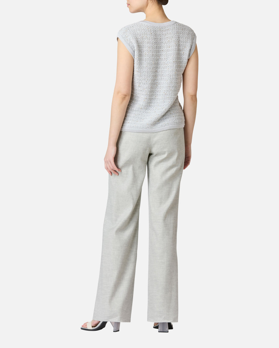 Stretch linen tuck pants