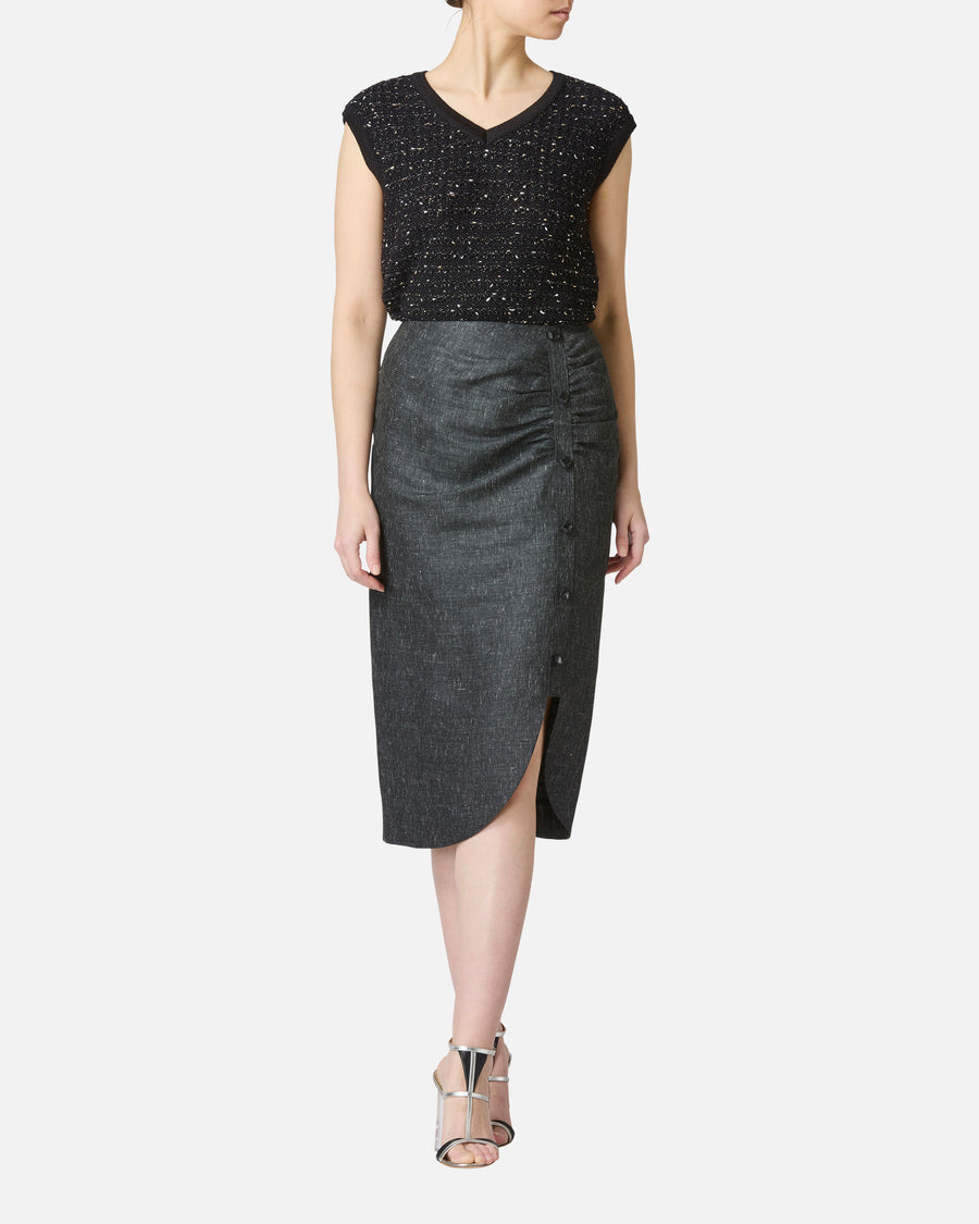 Gathered slit skirt