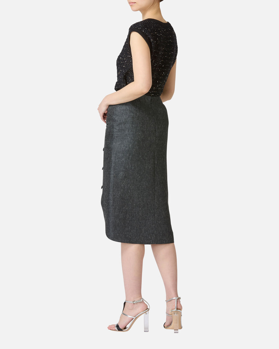 Gathered slit skirt