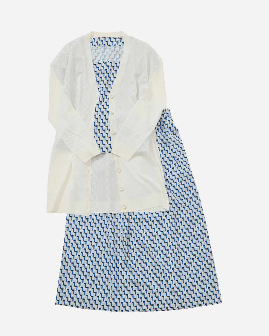 Stretch knit mid-length cardigan