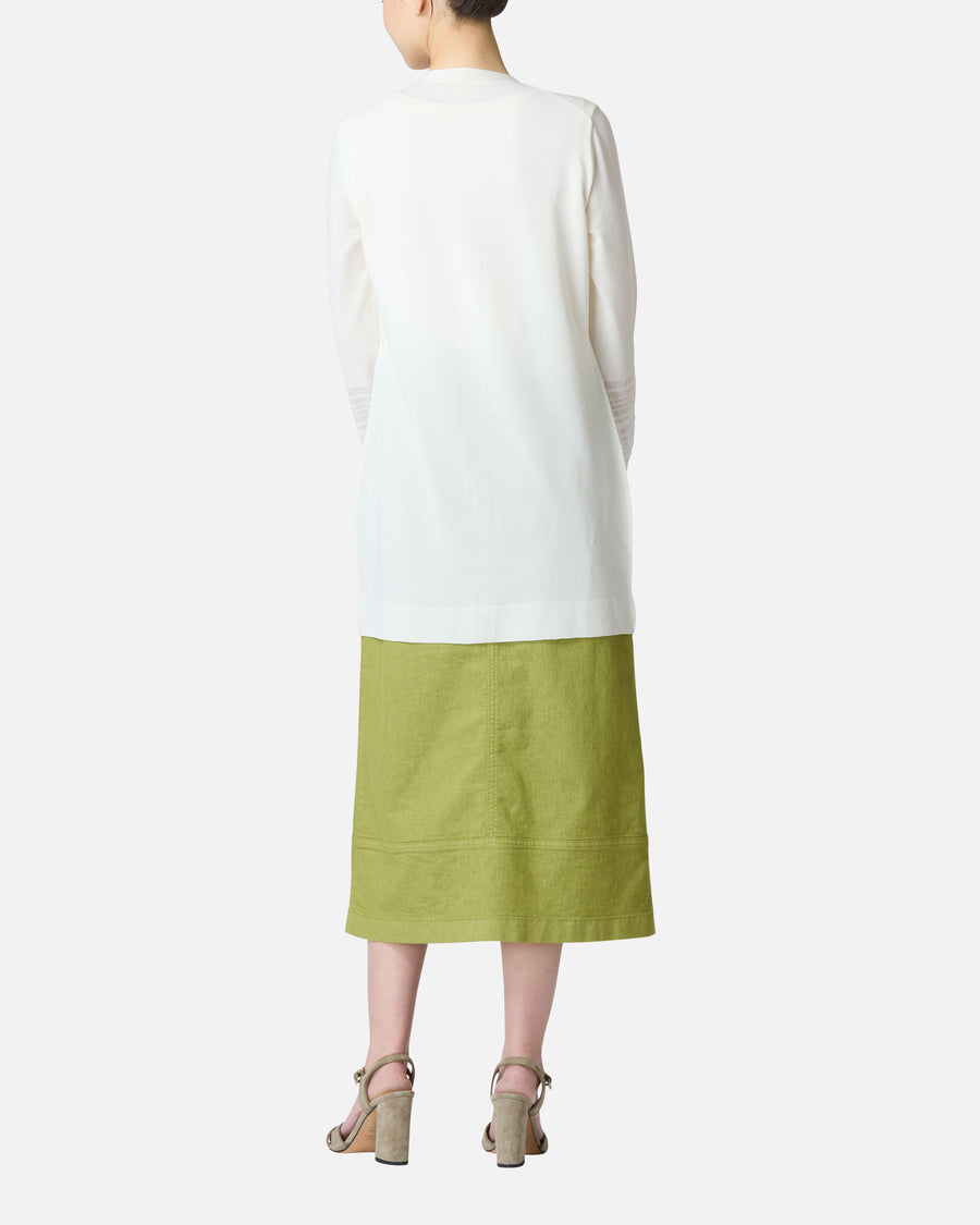 Colored denim semi-long skirt