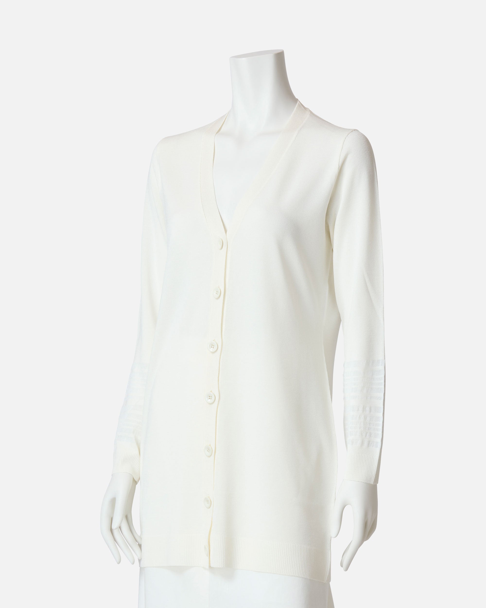 Stretch knit mid-length cardigan
