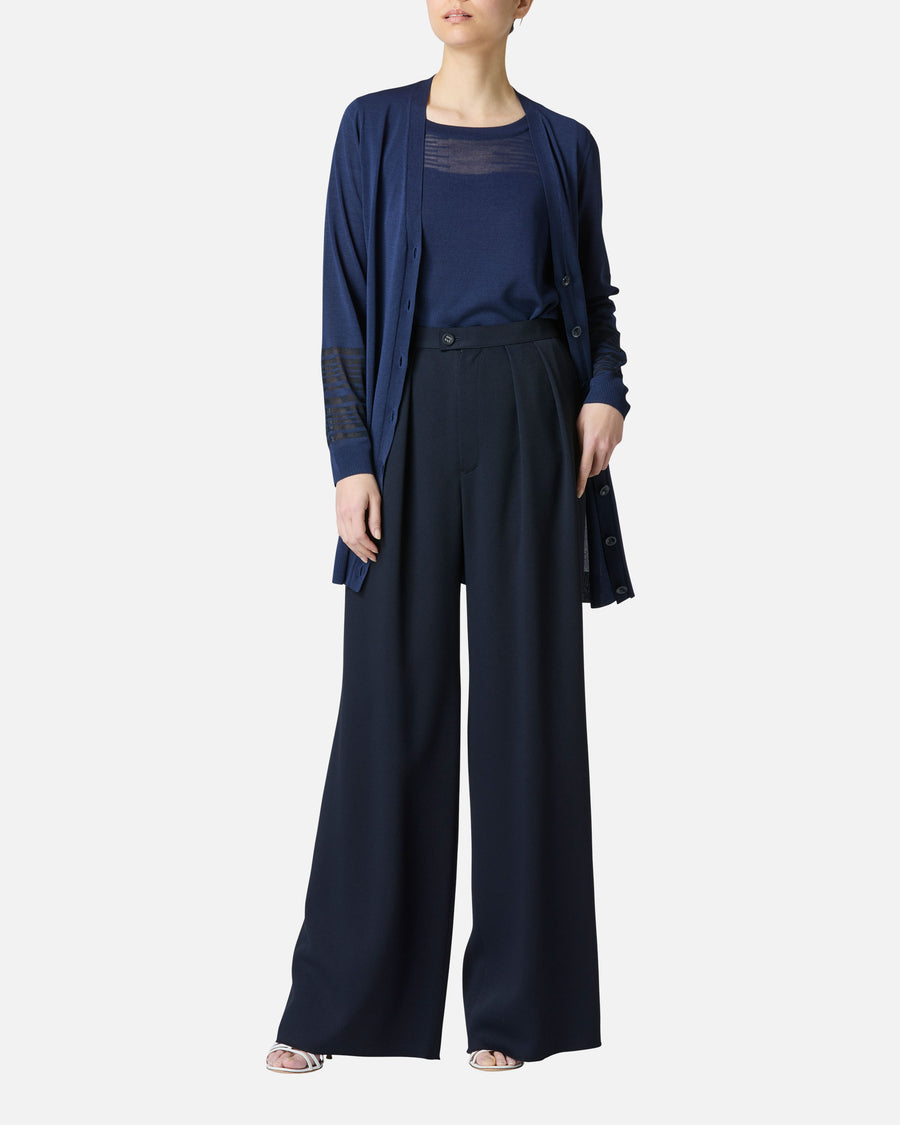 Stretch knit mid-length cardigan