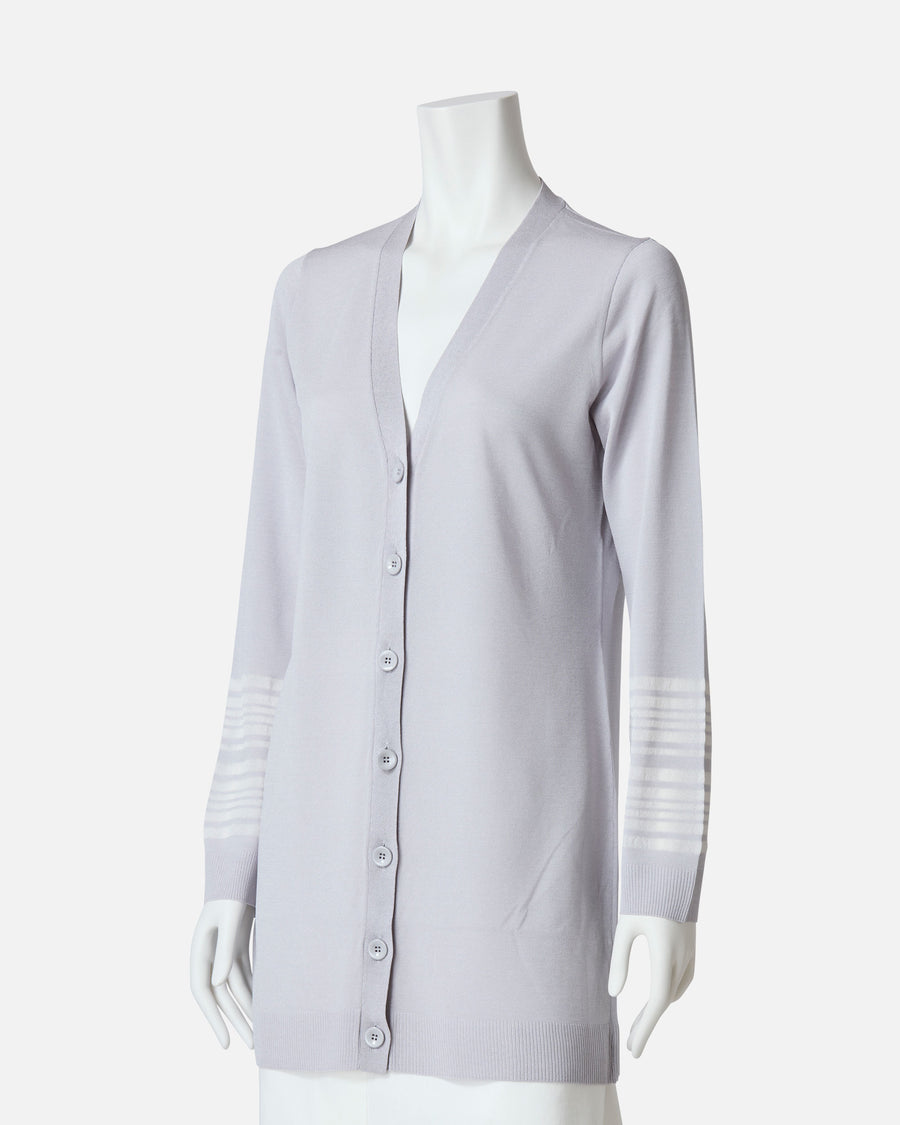 Stretch knit mid-length cardigan