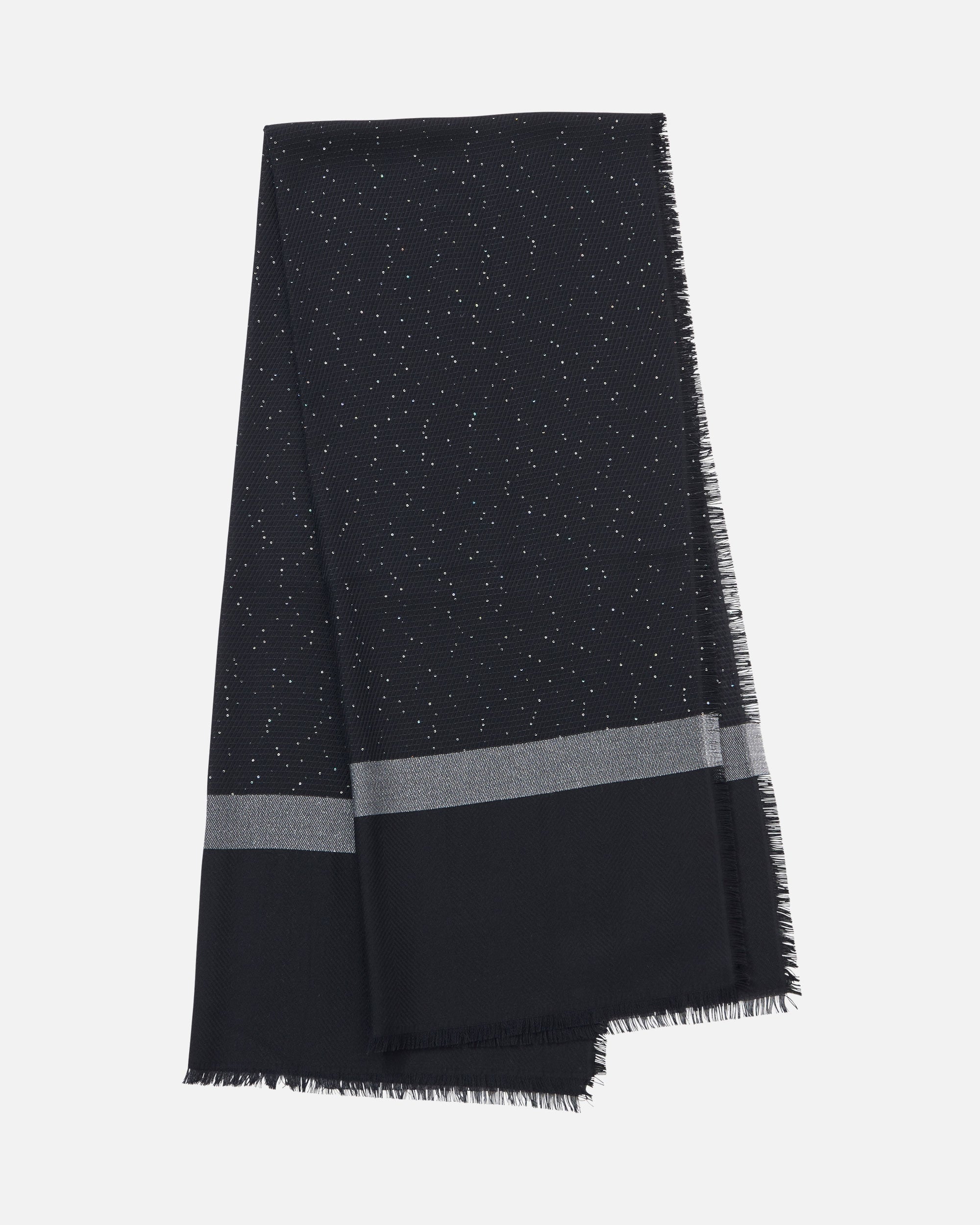 Sequined wool rayon stole