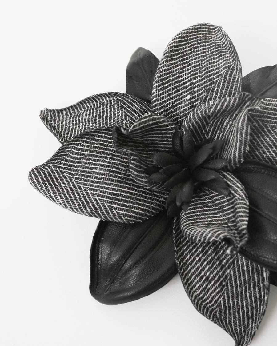 Linen x Faux Leather Corsage
