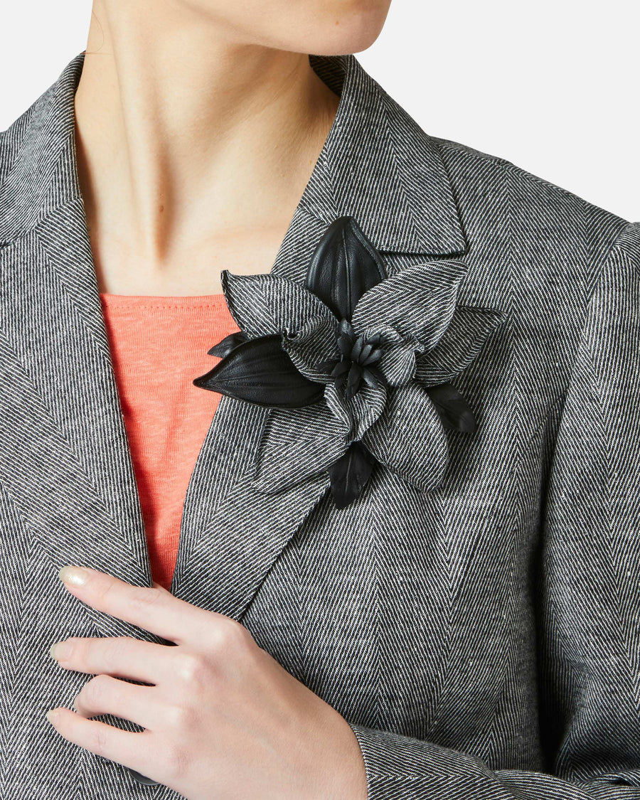 Linen x Faux Leather Corsage