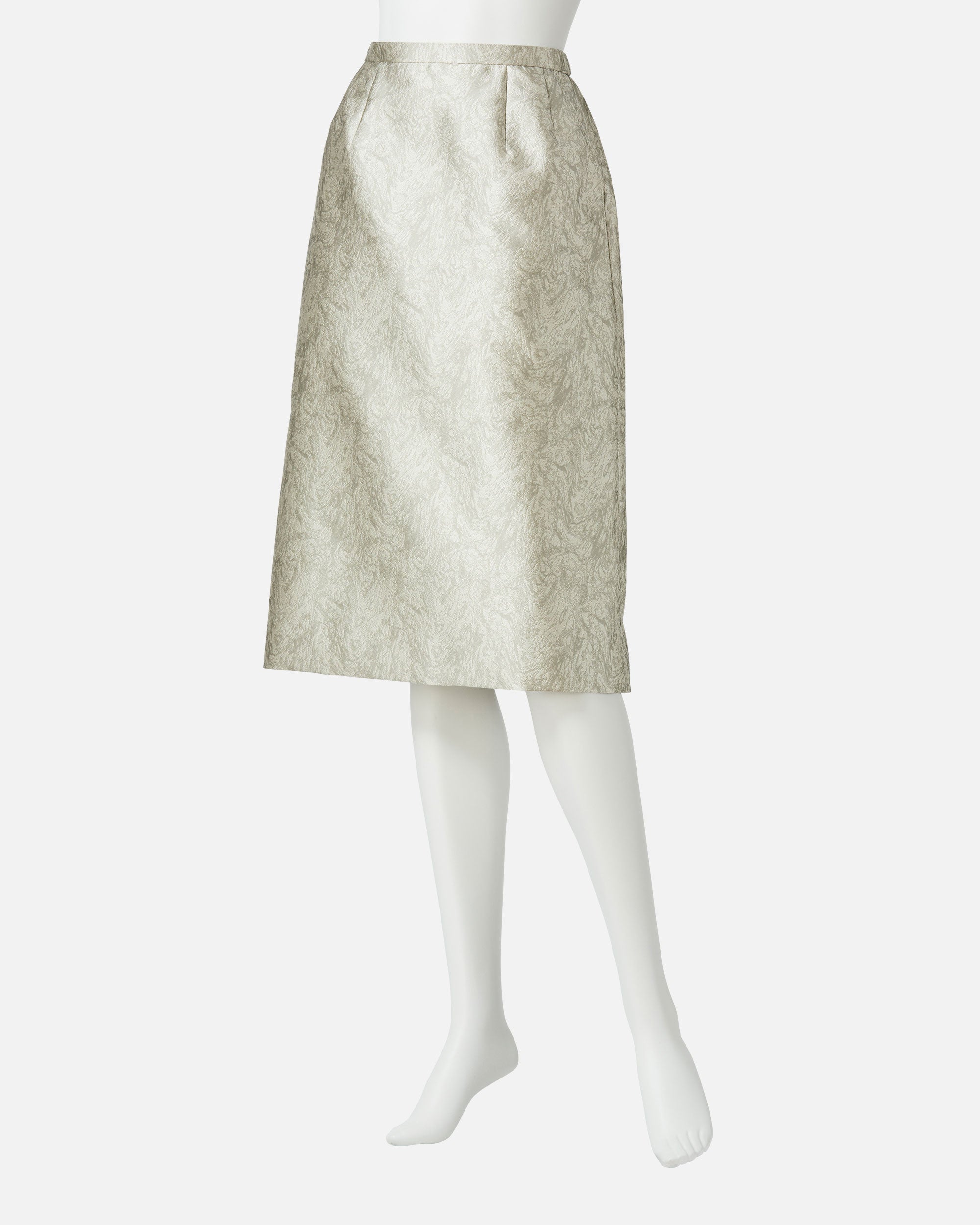 Floral jacquard semi-flared skirt