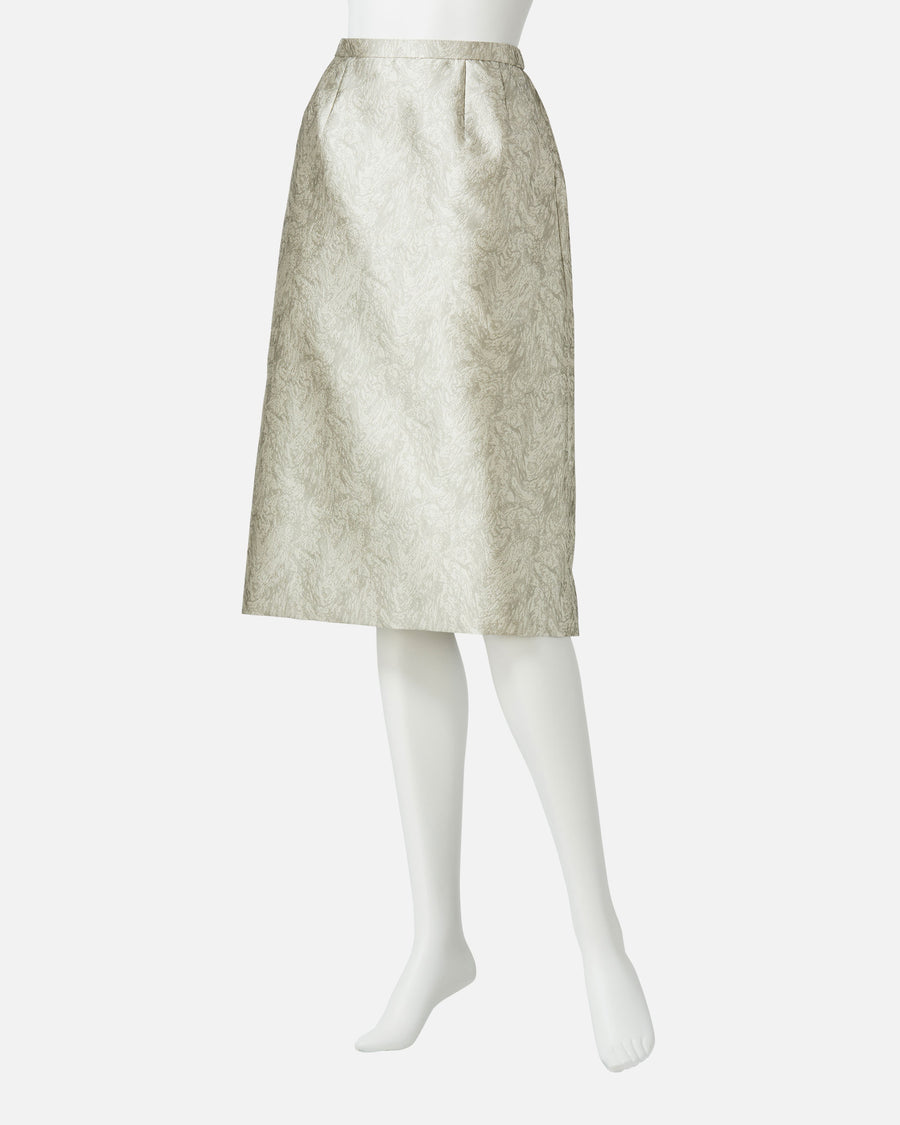 Floral jacquard semi-flared skirt
