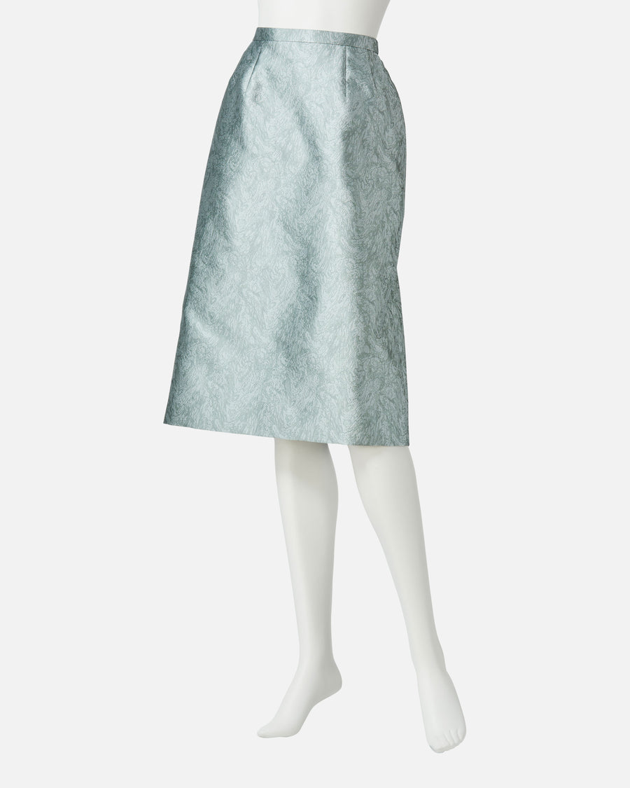 Floral jacquard semi-flared skirt