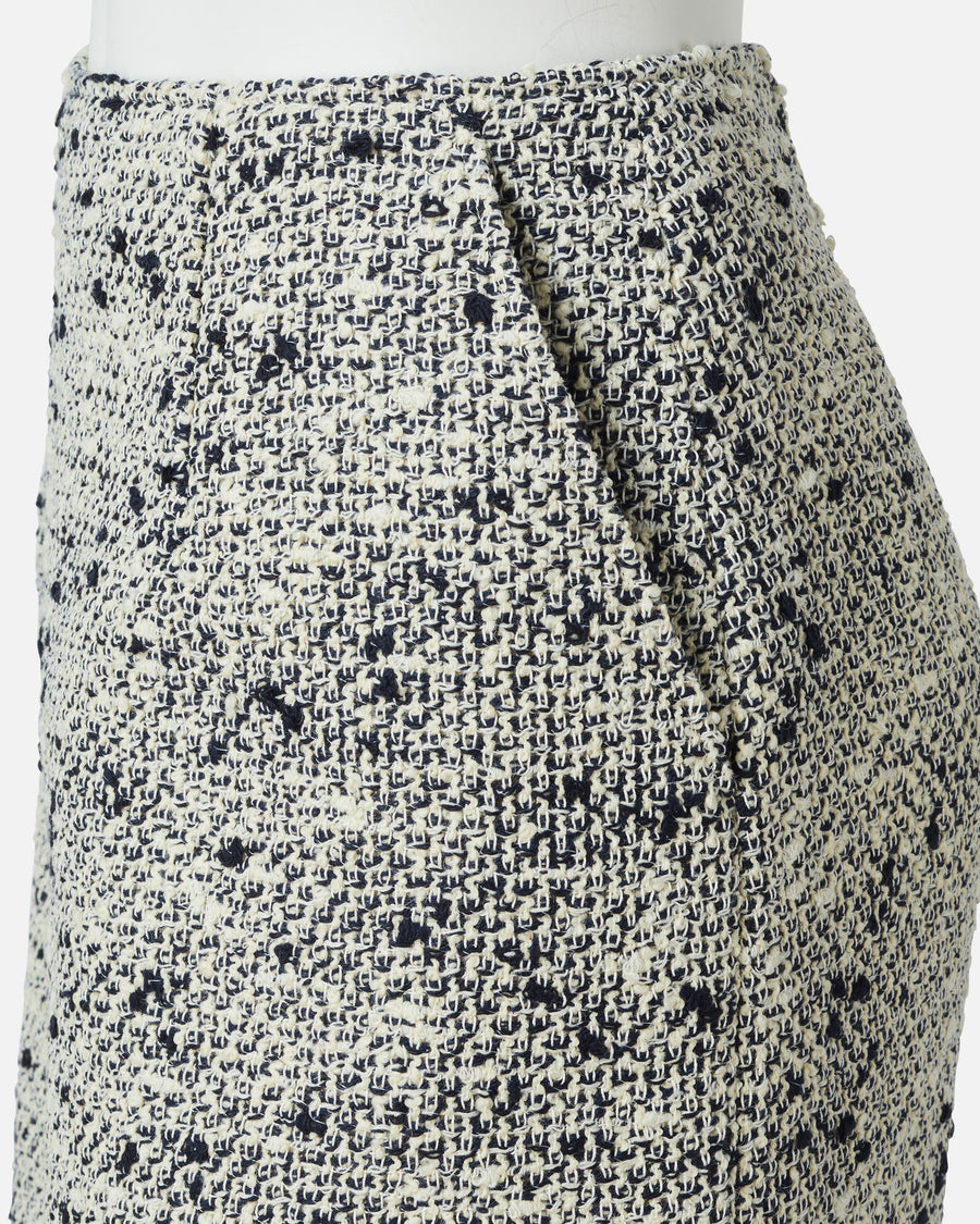 Wool cotton summer tweed tight skirt