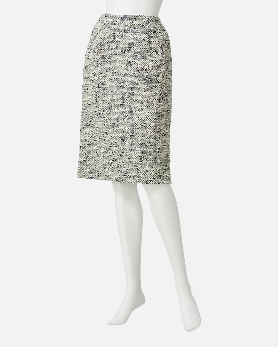Wool cotton summer tweed tight skirt