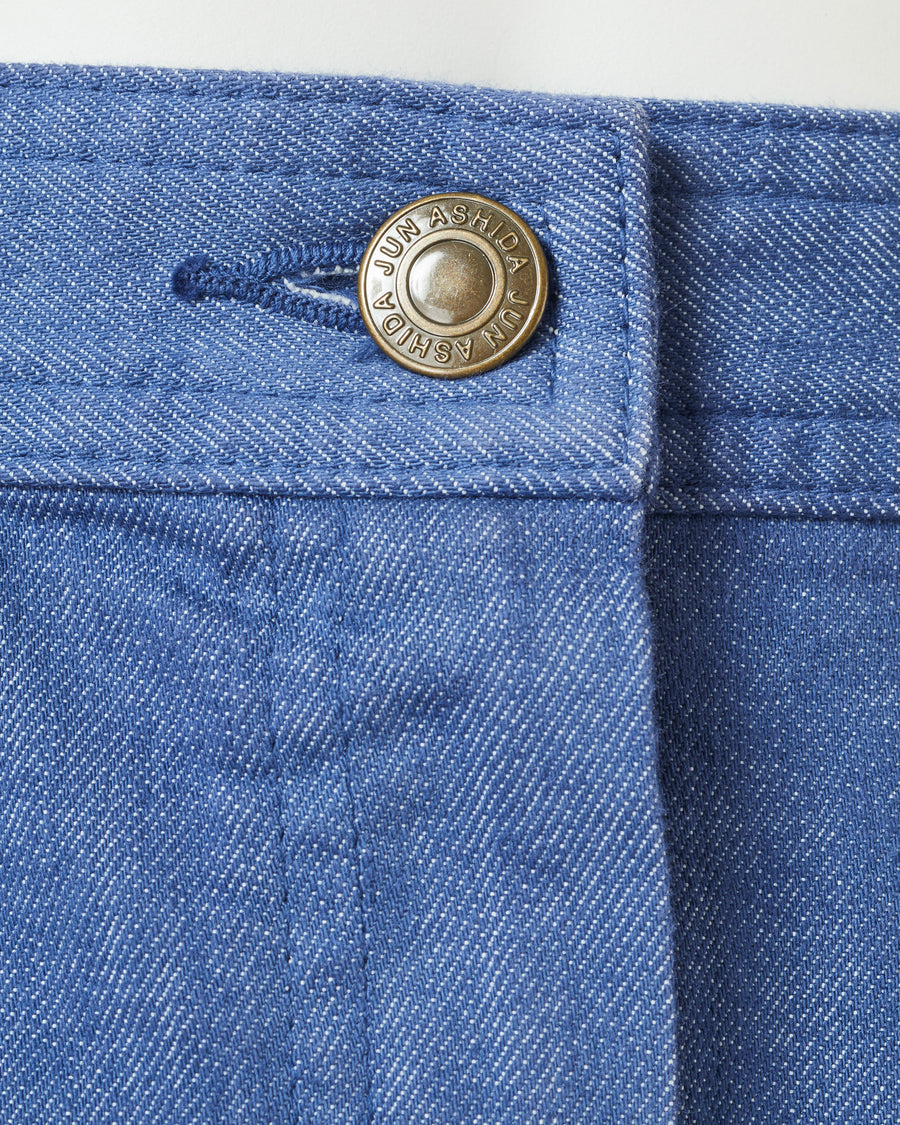 Colored denim semi-long skirt